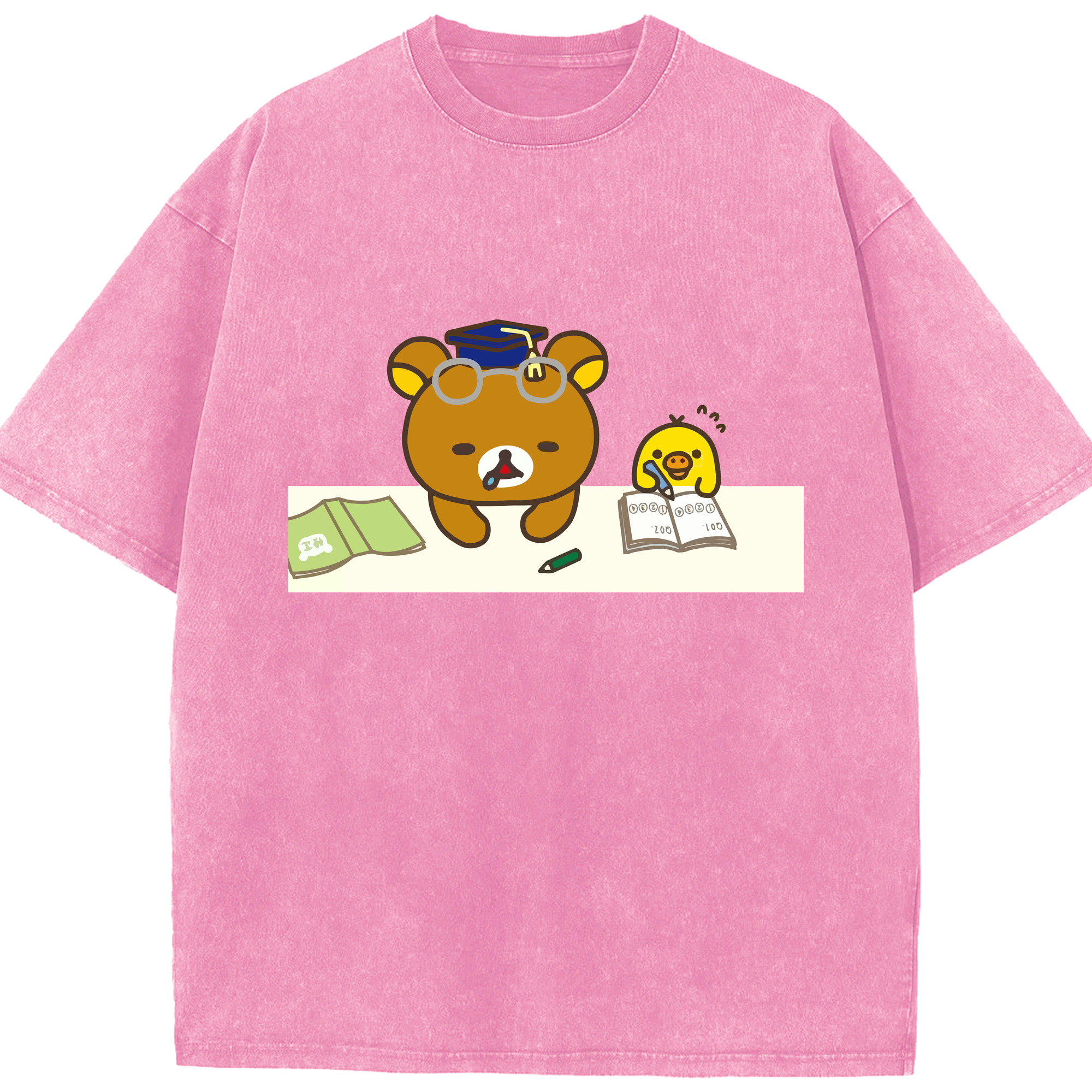 （画像用） リラックマ リラックマ キイロイトリ Rilakkuma Korilakkuma Kiiroitori 綿100% ヴィンテージ風 半袖Tシャツ（フロントプリント）